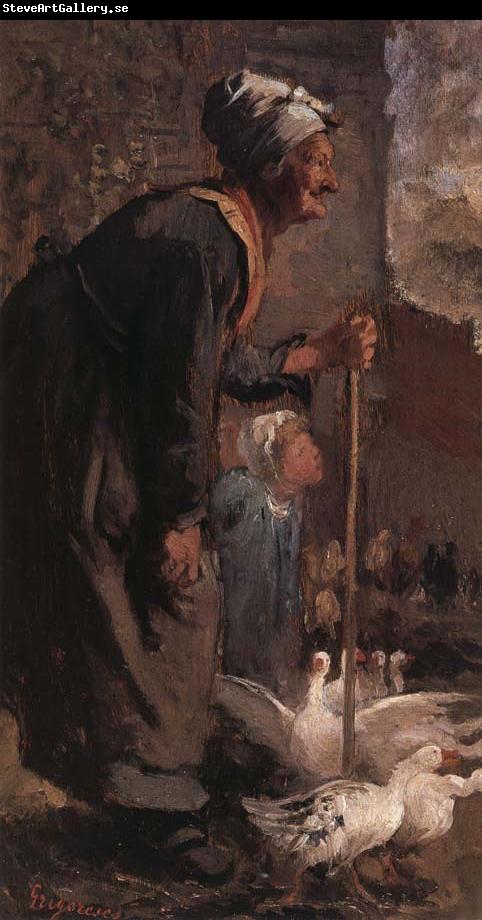 Nicolae Grigorescu Old Woman with Geese